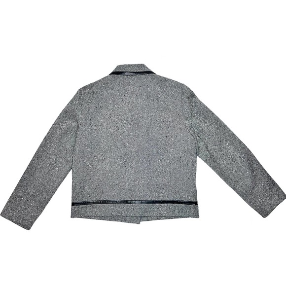 Pendleton Gray Wool Blazer with Faux Leather Trim Size 10 - Picture 10 of 11